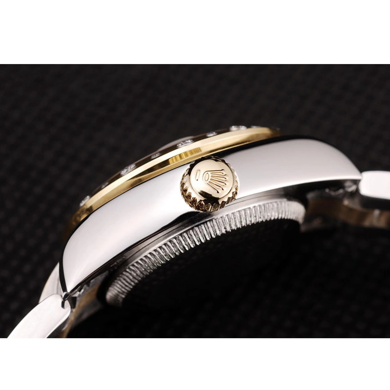 Aaa replica watch Plated DateJust Diamond White Dial Steel Stainless Case Brushed Rolex 0709